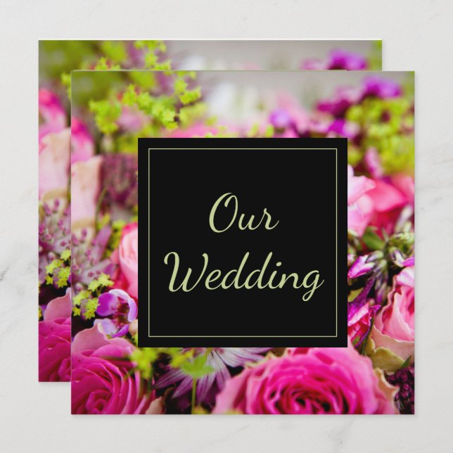 Invitation Bouquet de Mariage Rose (Devant / Derrière)