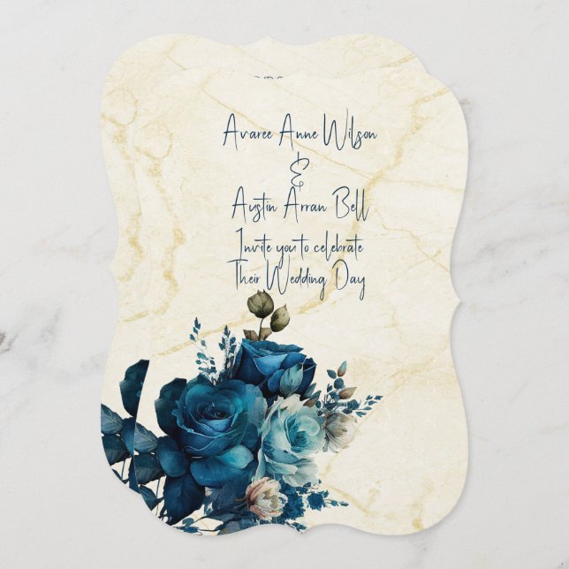 Invitation Bouquet de Mariage Turquoise foncé (Devant / Derrière)