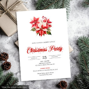 Invitation Bouquet de Noël moderne rouge blanc poinsettia