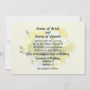Invitation Bouquet de pâquerettes, chrysanthèmes et ombelles