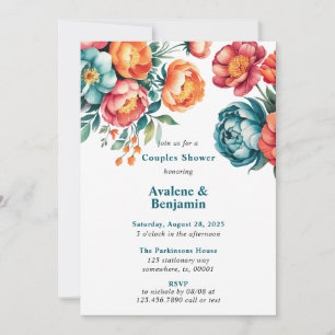 Invitation Bouquet de pivoine rayonnante Couples Douche