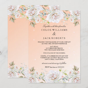 Invitation Bouquet de rose de corail blanc mariage