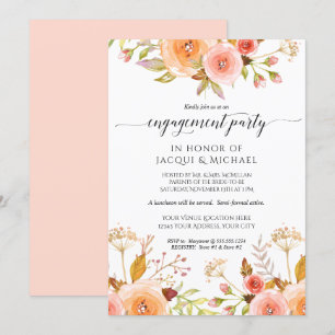 Invitation Bouquet de rose florale de la fête d'engagement