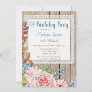 Invitation Bouquet de rose rose de dentelle rustique Invitati