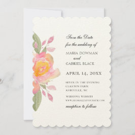 Invitation Bouquet de roses florales à l'aquarelle save the d