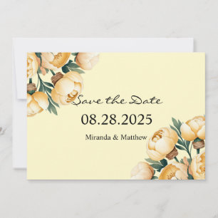 Invitation Bouquet de roses jaunes beurrés Save the Date