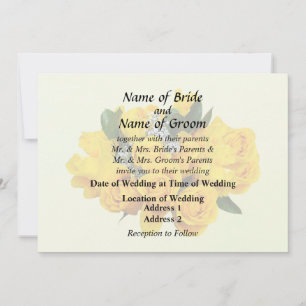 Invitation Bouquet de roses jaunes et baby's breath