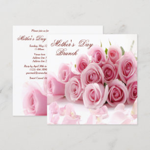 Invitation Bouquet de roses romantiques et pétales Fête des m