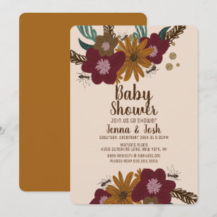 Invitation Bouquet de tournesol d'abeille vintage Baby shower