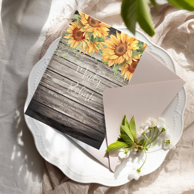 Invitation Bouquet de tournesol rustique Mariage d'aquarelle (Créateur téléchargé)