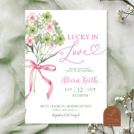 Invitation bouquet de trèfle à feuilles vert sauge pour la do