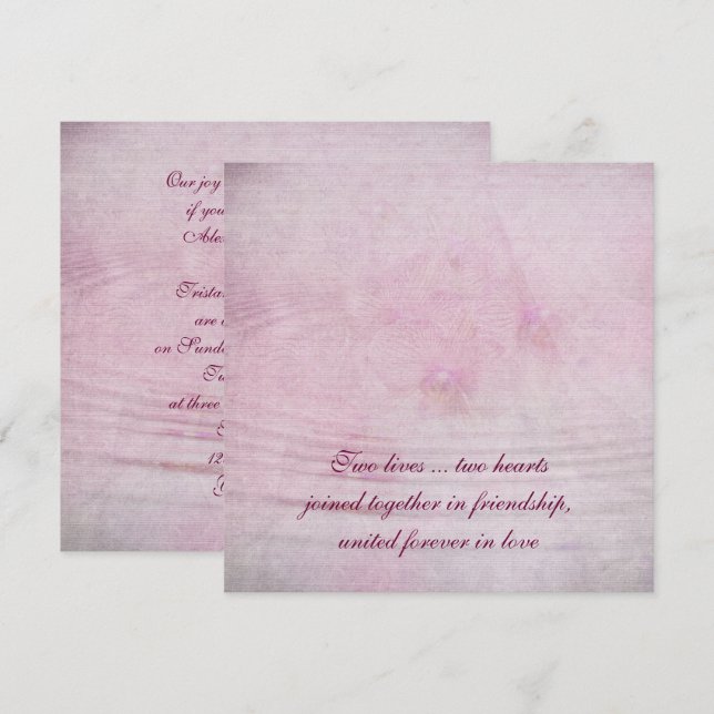 Invitation bouquet d'orchidée mariage rose avec ondulations (Devant / Derrière)