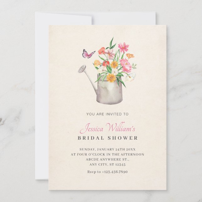Invitation Bouquet fleuri douche nuptiale (Devant)