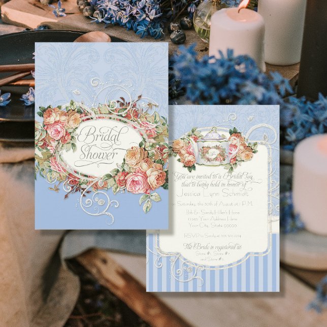 Invitation Bouquet fleuri vintage Rose (Créateur téléchargé)