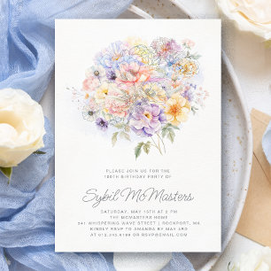 Invitation Bouquet floral 100e fête d'anniversaire