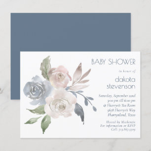 Invitation Bouquet floral bouché   Baby shower Rose Pastel