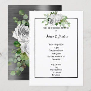 INVITATION BOUQUET FLORAL BRUSHÉ MARIAGE À TRIME NOIR