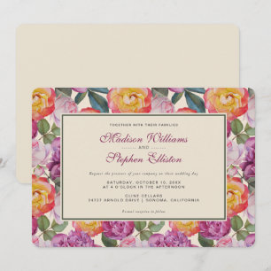 Invitation Bouquet floral coloré - Mariage