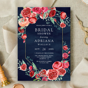 Invitation Bouquet floral de roses rouges pour mariage naval