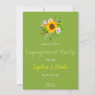 Invitation Bouquet floral de tournesol Vert Fête de fiançaill