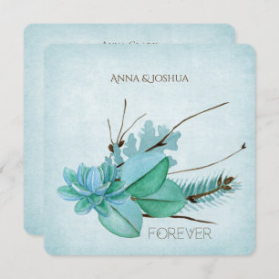 Invitation Bouquet floral mariage aquarelle avec brindilles