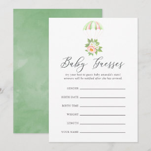 Invitation Bouquet floral Parachute Baby shower bébé Guesses