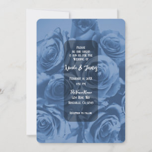 Invitation Bouquet floral romantique Rose Bleu Mariage élégan
