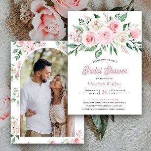 Invitation Bouquet floral rose pâle Fête des mariées photo