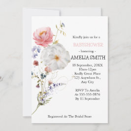 Invitation Bouquet floral sauvage Babyshower