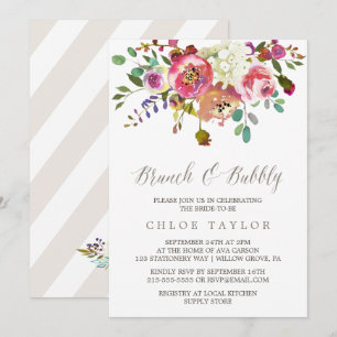 Invitation Bouquet floral simple Brunch et bulle