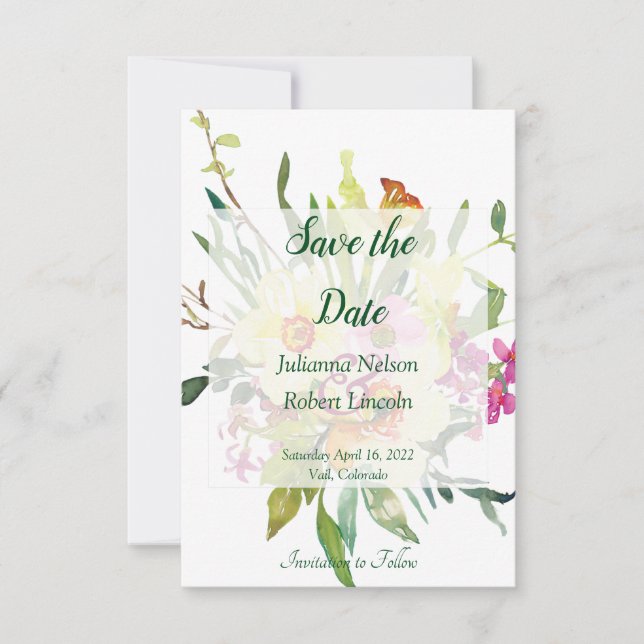 Invitation Bouquet jonquille printemps enregistrer l'invitati (Devant)