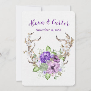 Invitation Bouquet mariage d'aquarelle Deer Antler