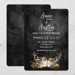 Invitation Bouquet Mariage De Cerfs Antlers En Cuir