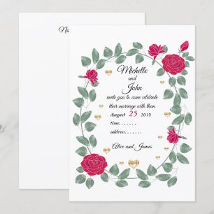 Invitation Bouquet mariage de roses rouges, Douche nuptiale