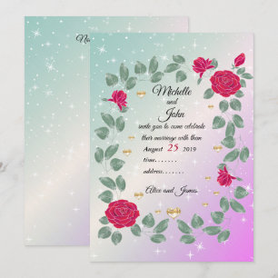 Invitation Bouquet mariage de roses rouges, Douche nuptiale