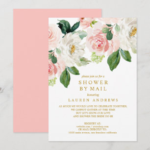 Invitation Bouquet moderne Blush Annulé Douche Mariage or