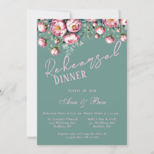 Invitation Bouquet Peony En Répétition Aquarelle Dîner