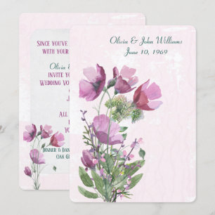 Invitation Bouquet Pink Poppy Mariage Inviter