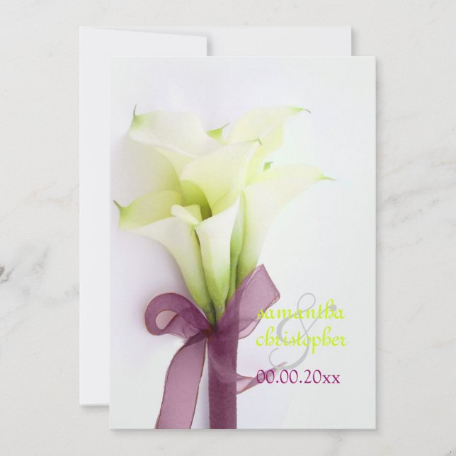 Invitation Bouquet Pix-Dezines, lys calla blancs (Devant)