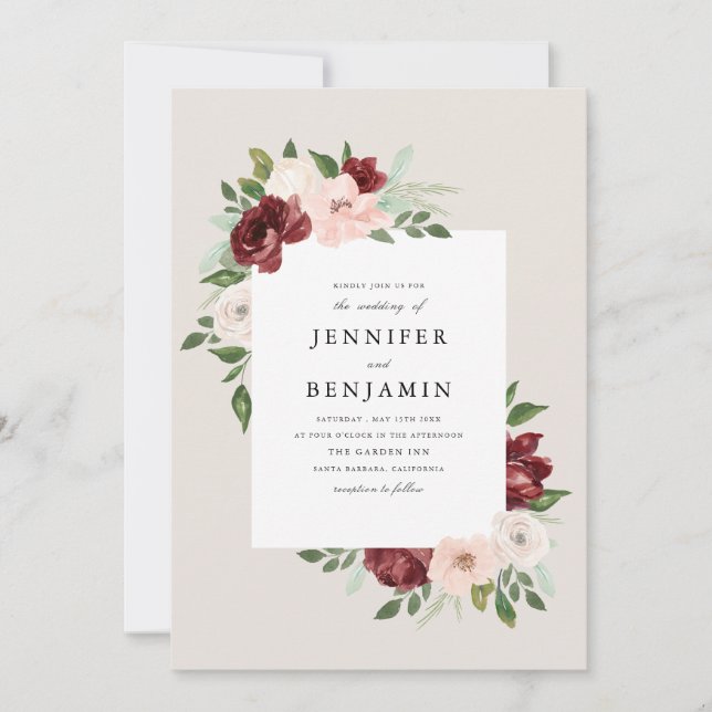 Invitation Bouquet romantique (Devant)