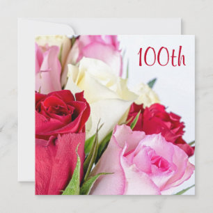 Invitation Bouquet Romantique De Roses 100ème Anniversaire