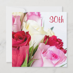 Invitation Bouquet Romantique De Roses 30ème Anniversaire