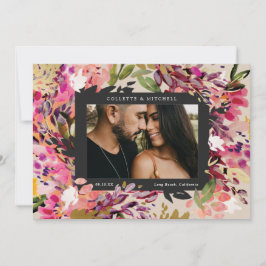 Invitation Bouquet romantique rose chaud