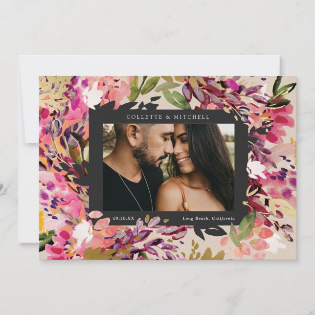 Invitation Bouquet romantique rose chaud (Devant)