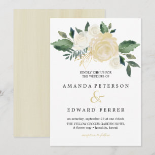 Invitation Bouquet Rose ivoire rose mariage