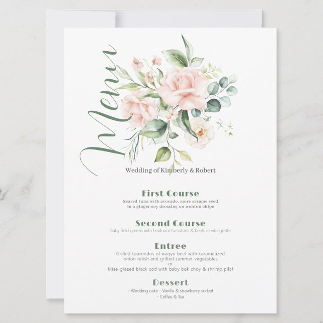 Invitation Bouquet Rose Pale Rose (Devant)
