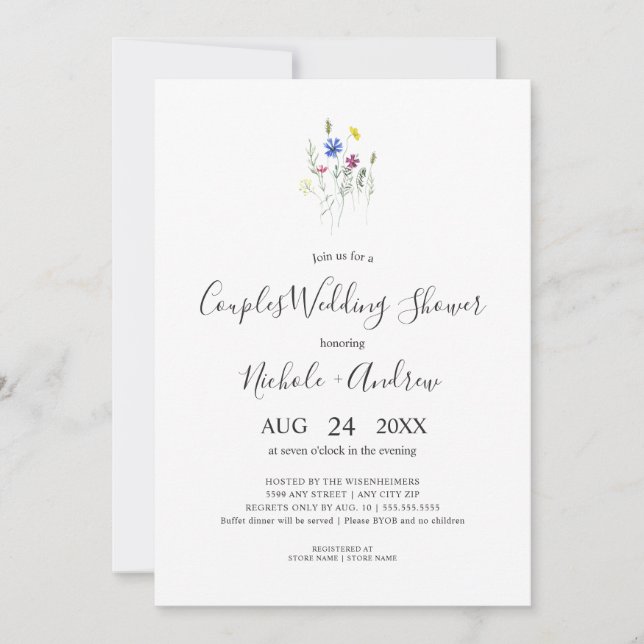Invitation Bouquet simple Fleur sauvage Couples Wedding showe (Devant)