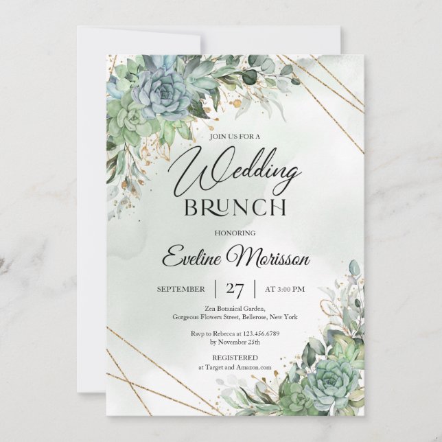 Invitation Bouquet succulent luxuriant eucalyptus brunch mari (Devant)
