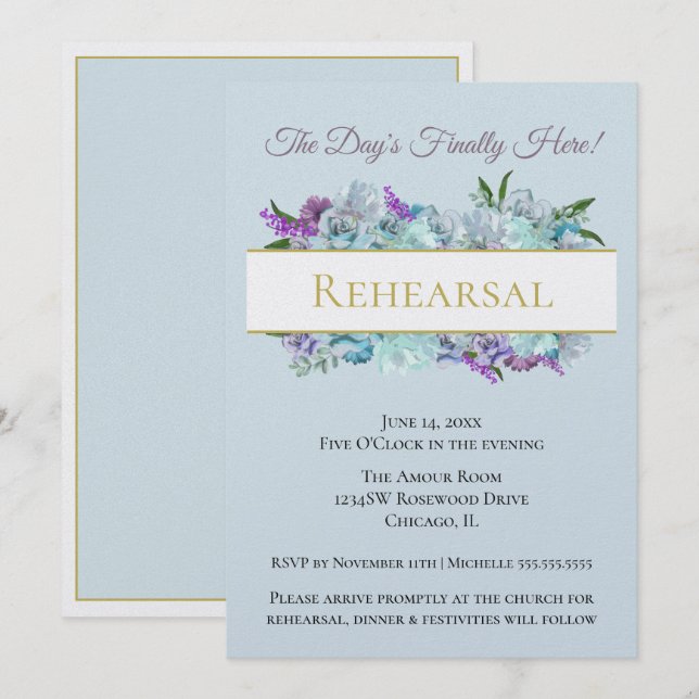 Invitation Bouquet turquoise Rustic Mariage Suite (Devant / Derrière)