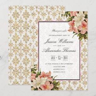 Invitation Bouquets de printemps chic & fiançailles avec pail